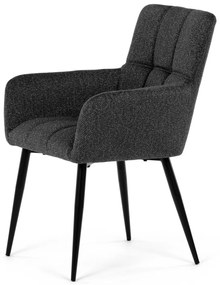 Elegáns Karos Étkezőszék, sötétszürke szövet, fekete fém