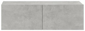 2 db betonszürke szerelt fa fali TV-szekrény 100 x 30 x 30 cm