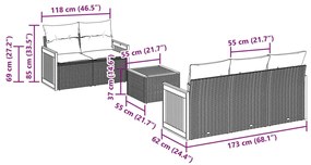 6 részes bézs polyrattan kerti ülőgarnitúra párnával