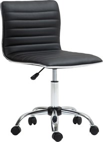 HOMCOM Irodai Szék Műbőr Anyagból, Magasságállítható Forgószék 120 kg Terhelhetőséggel, Sminkszék Tanuláshoz, Hálószobába - Fekete | Aosom