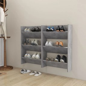 2 db betonszürke fali cipősszekrény 60 x 18 x 90 cm