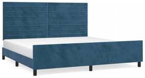 sötétkék bársony ágykeret matrac nélkül 200x200 cm
