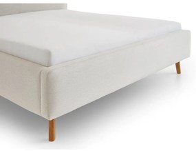 Krémszínű kárpitozott franciaágy ágyrács nélkül 180x200 cm Mattis – Meise Möbel