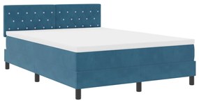 Boxspring Ágy Matraccal és LED Világítással Sötétkék 160x200 cm Bársony