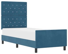 Ágykeret Sötétkék 80x200 cm Bársony
