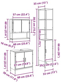 3 darabos fürdőszoba bútor szett régi fa mérnöki fa