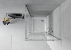 Mexen Rio 90 x 90 cm-es szögletes zuhanykabin, fehér csíkok, króm + Flat zuhanytálca, fehér - 860-090-090-01-20-4010