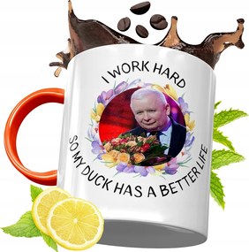 Narancssárga Bögre A Pis Elnökétől Jaroslaw Kaczynski fényképes nyomtatással