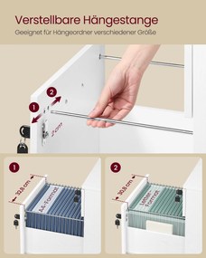 2 fiókos gurulós iratszekrény zárható irattároló, fehér