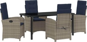 vidaXL Kert étkező szett párnával 5 pcs Szürke polirattan