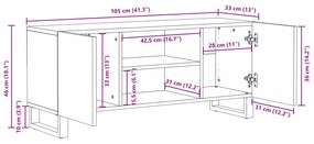TV Szekrény, 105 x 33.5 x 46 cm, tömör mangófából készült.