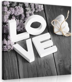 Vászonkép 40x40 Szerelem gyengédség romantika hangulatos fa szív virágok fehér