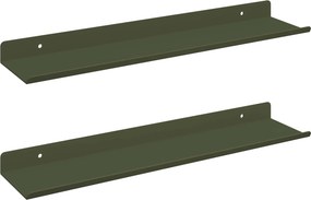 vidaXL Lebegő polc 2 pcs Olajzöld 40 x 9 x 2,5 cm Acél