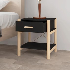 2 db fekete szerelt fa ágy melletti asztal 42 x 38 x 45 cm