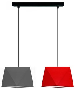 Csillár zsinóron DIAMENT 2xE27/60W/230V szürkés-piros