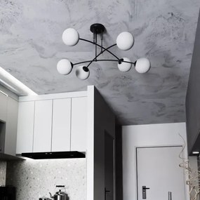 Csillár PREGOS 6xE14/10W/230V fekete/fehér