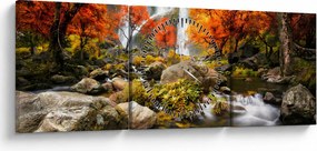Kép - vízesések a narancssárga erdőben (órával) (90x30 cm)