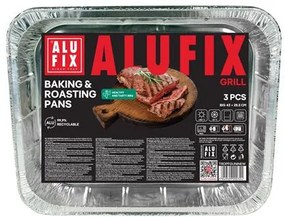 Alumínium grilltálca, 33x26 cm, 3 db, ALUFIX (KHK1078)