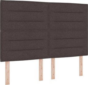 vidaXL Boxrugós ágy matracmal leddel sötétbarna 140 x 190 cm szövet