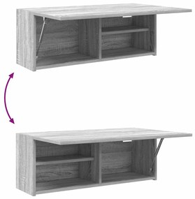 szürke sonoma szerelt fa fali fürdőszobaszekrény 80x25x30 cm