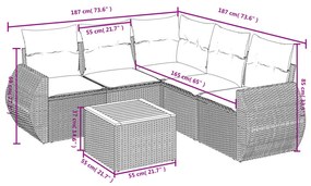 6 részes bézs polyrattan kerti ülőgarnitúra párnával