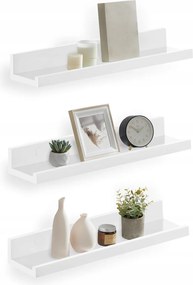Fali Polcok Dekoratív Akasztós Polcok Szélekkel 3 Db-os Szett Fehér