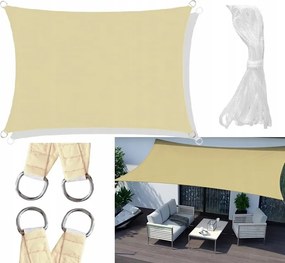 Kerti Napvitorla Vízálló 4x3 m Bézs Erős Napellenző