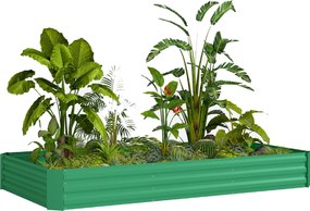Outsunny kültéri emelt ágyás — téglalap alakú kertágy biztonsági peremmel és nyitott aljjal virágokhoz és fűszernövényekhez, 240 × 120 × 30 cm, zöld |
