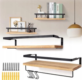 2X Lebegő Fali Polcok, Fali Könyvespolc, Konyhai Fűszertartó Állvány