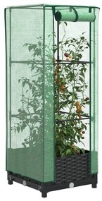 Rattan megjelenésű magaságyás melegháztakaróval 40x40x123 cm