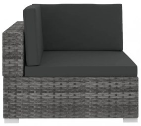 4 részes szürke polyrattan kerti kanapészett párnákkal