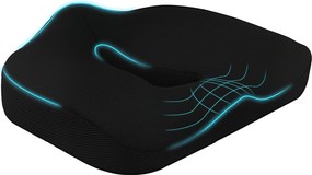 HOMCOM Ortopéd Ülőpárna Ergonomikus Memóriahabos Farokcsont Párna Sciatica, Irodai Szék, Autós Ülés & Egyéb, Fekete | Aosom