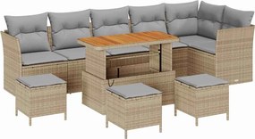 vidaXL Kerti Kanapé Szett 10 pcs Bézs polirattan