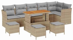 vidaXL Kerti Kanapé Szett 10 pcs Bézs polirattan
