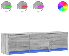 szürke sonoma színű szerelt fa LED-es TV-szekrény 140x34x40 cm