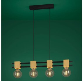 Eglo 390191 - Csillár zsinóron LEVANTARA 4xE27/40W/230V fekete/barna