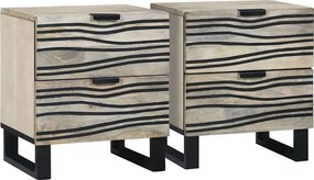 vidaXL Éjjeliszekrény fiókkal 2 pcs Fehér és fekete 40 x 33 x 46 cm