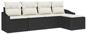 vidaXL Kanapé Szett párnával 5 pcs Fekete polirattan