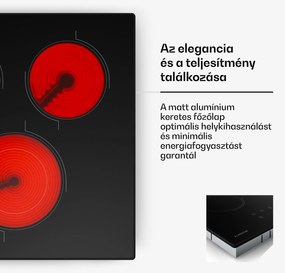 Klarstein Velaire üvegkerámia főzőlap, elegáns, minimalista, kompakt, 3 főzőzóna, 4100 W, 45 cm