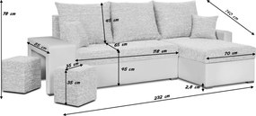 HUBI Kinyitható sarokkanapé Ezüst/fekete