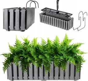 Erkélydoboz Virágtartó 58x18x16,5 cm Szürke