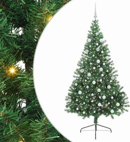 vidaXL Mesterséges, előre világított karácsonyi fa Zöld 180 cm PVC