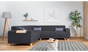 Antracitszürke kinyitható-tárolóhelyes sarokkanapé (bal oldali-L alakú) Classy Sophie – Miuform