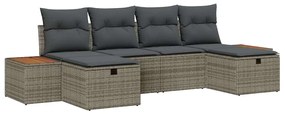 vidaXL Kerti Kanapé Szett párnával tárolóval 6 pcs Szürke polirattan