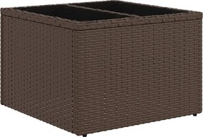 vidaXL barna polyrattan üveglapos kerti asztal 55 x 55 x 37 cm