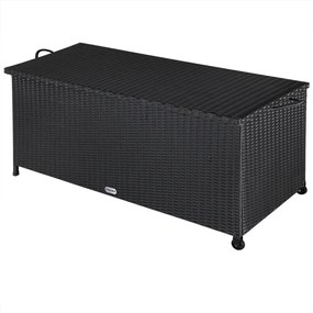 RICCO polyrattan tárolódoboz, 117 x 53 x 60cm, fekete Casaria