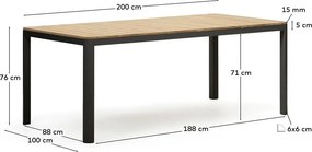 Kerti étkezőasztal 100x200 cm Bona – Kave Home