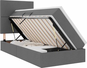 vidaXL Ágy tárolóval és matraccal Sötétszürke 90 x 190 cm Poliészter