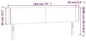 szürke műbőr LED-es fejtámla 183x16x78/88 cm