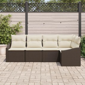 Kertkanapé Szett 5 részes Barna, Krém Rattan, Poliészter